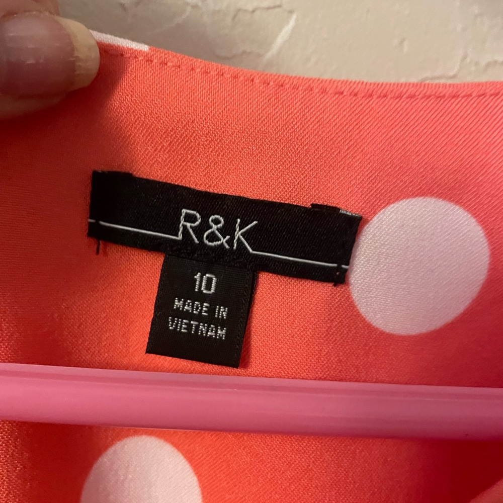 Coral color pokadot summer sheath dress GUC - Picture 3 of 5